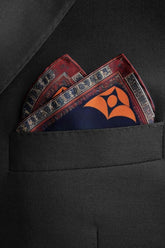 Black Wolf - ROYAL AJRAK SILK POCKET SQUARE -  Navy Blue - SILK - 1 Piece